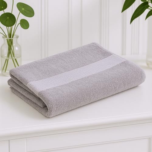 Earthy Fables Nebula Bath Towel – Pure Carded Cotton, Soft, Absorbent, Quick Dry & Skin-Friendly Towel, 140 x 70 cm, 400 GSM – Cloudy Grey - Image 1