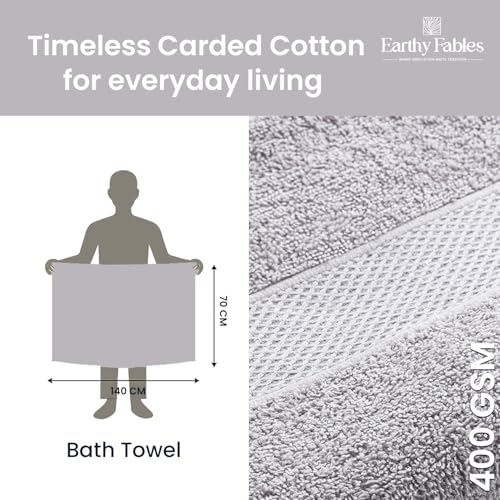 Earthy Fables Nebula Bath Towel – Pure Carded Cotton, Soft, Absorbent, Quick Dry & Skin-Friendly Towel, 140 x 70 cm, 400 GSM – Cloudy Grey - Image 5
