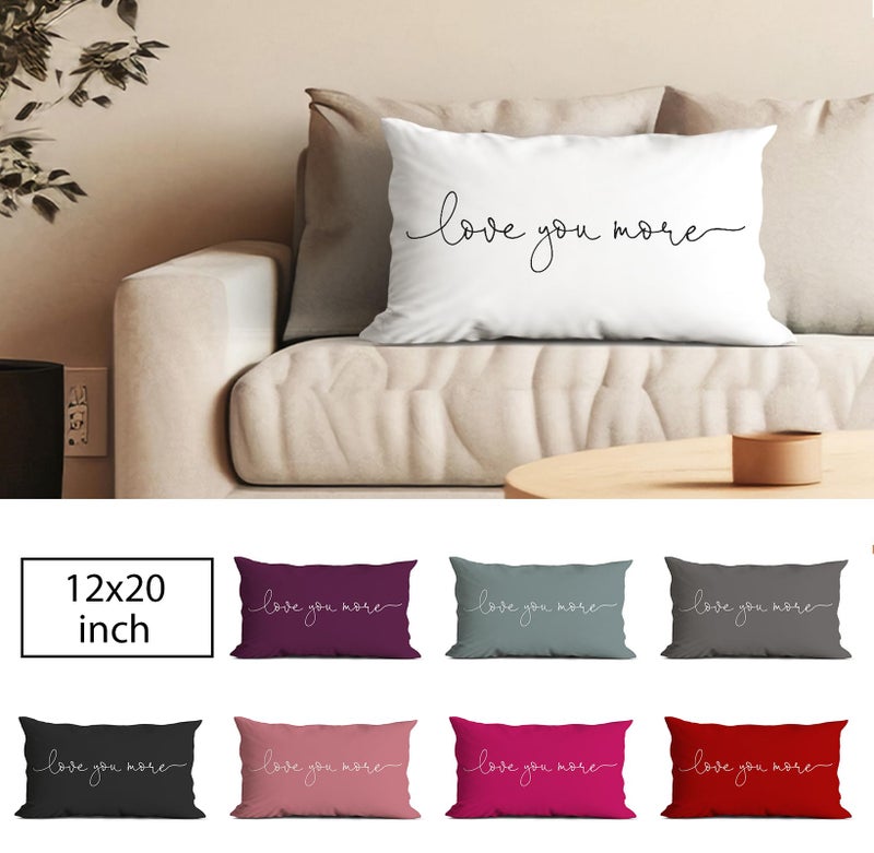 huester Love You More Throw Pillow Cover 12""X20"" Decorative Pillowcase Cushion Cover For Sofa Couch Bed Home Bedroom Living Room Decor Wedding Anniversary For Wife Husband Couples (White) - Image 2