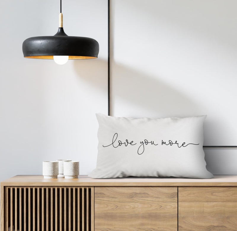 huester Love You More Throw Pillow Cover 12""X20"" Decorative Pillowcase Cushion Cover For Sofa Couch Bed Home Bedroom Living Room Decor Wedding Anniversary For Wife Husband Couples (White) - Image 4