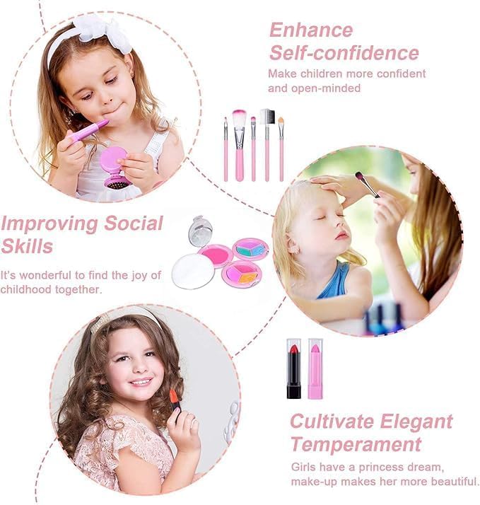 Makeup Set for Little Girls - Makeup Set with Cute Cosmetic Bag - Washable Makeup Toy - Kids Gifts for Little Princess - Image 2