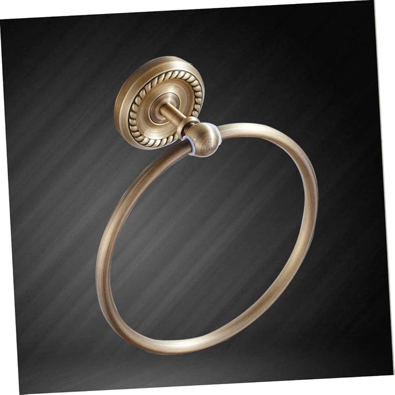 Antique Brushed Brass Towel Ring Wall Mounted Round Rack For Hand Towels - Image 4