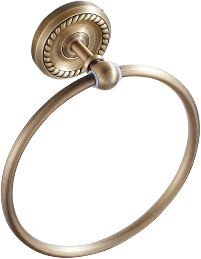 Antique Brushed Brass Towel Ring Wall Mounted Round Rack For Hand Towels - Image 2