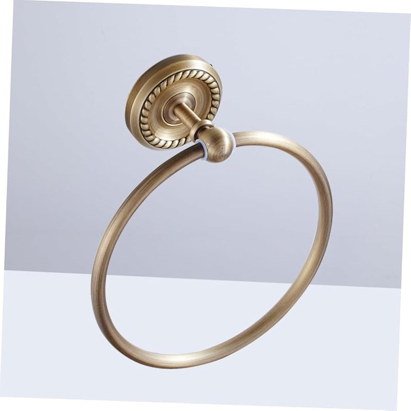 Antique Brushed Brass Towel Ring Wall Mounted Round Rack For Hand Towels - Image 3