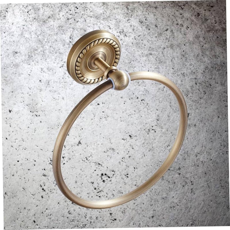 Antique Brushed Brass Towel Ring Wall Mounted Round Rack For Hand Towels - Image 5