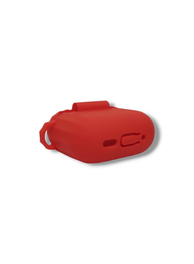 Stylish Wave Silicone Protective Case for AirPods 4 with Carabiner - Red  - Image 3