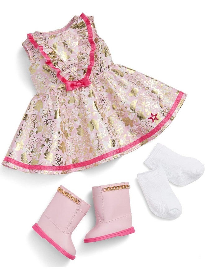 امريكان جيرل زي دمية ترولي مي الأمريكية مقاس 18 بوصة بنقشة الزهور مع صدرية مكشكشة وشريط وجوارب وحذاء طويل، للأعمار من 6 سنوات فما فوق - Image 1