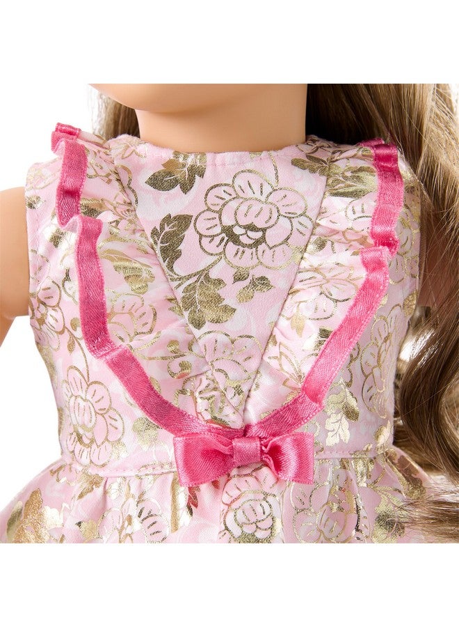 امريكان جيرل زي دمية ترولي مي الأمريكية مقاس 18 بوصة بنقشة الزهور مع صدرية مكشكشة وشريط وجوارب وحذاء طويل، للأعمار من 6 سنوات فما فوق - Image 4