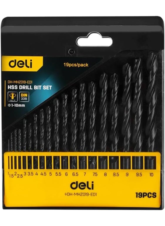 Deli Deli HSS Drill Bit Set, 19 Pieces – Precision Bits for Power Tools  - Image 1