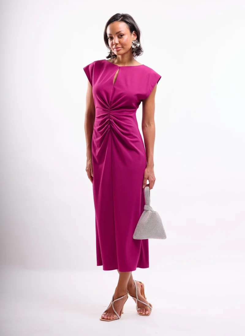 Faia RUCHED FRONT KEYHOLE MIDI IN BERRY