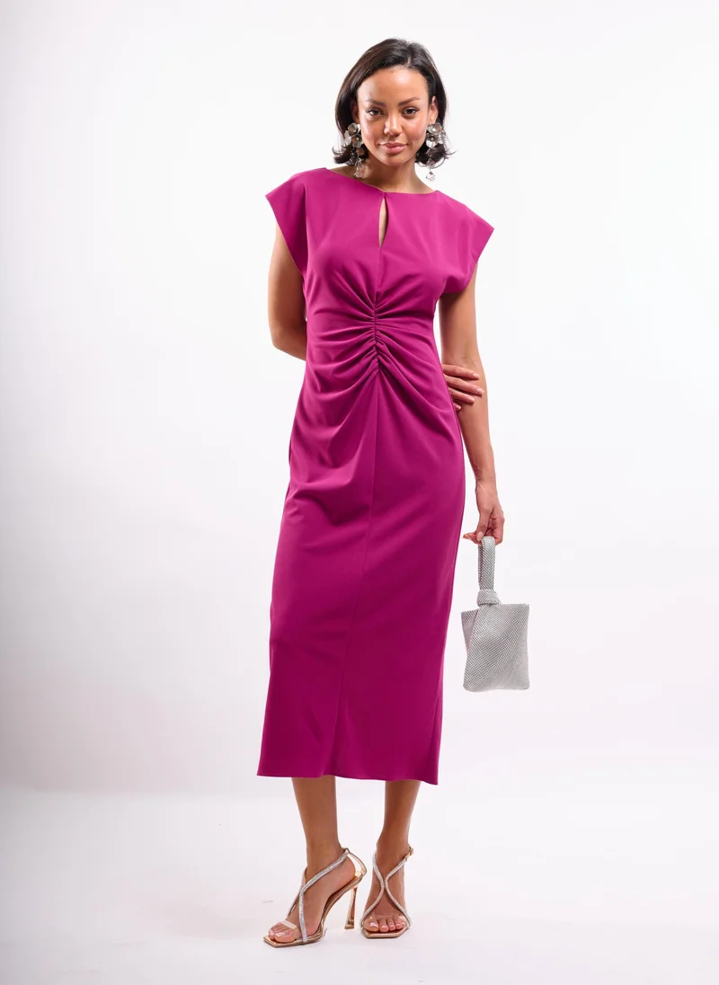 Faia RUCHED FRONT KEYHOLE MIDI IN BERRY