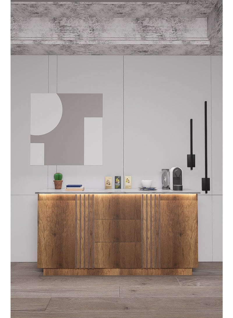 كوفي وورلد ركن القهوة باللون عسلي بالاضاءة المخفية الانيقة تكيسات الطولية. - Image 1