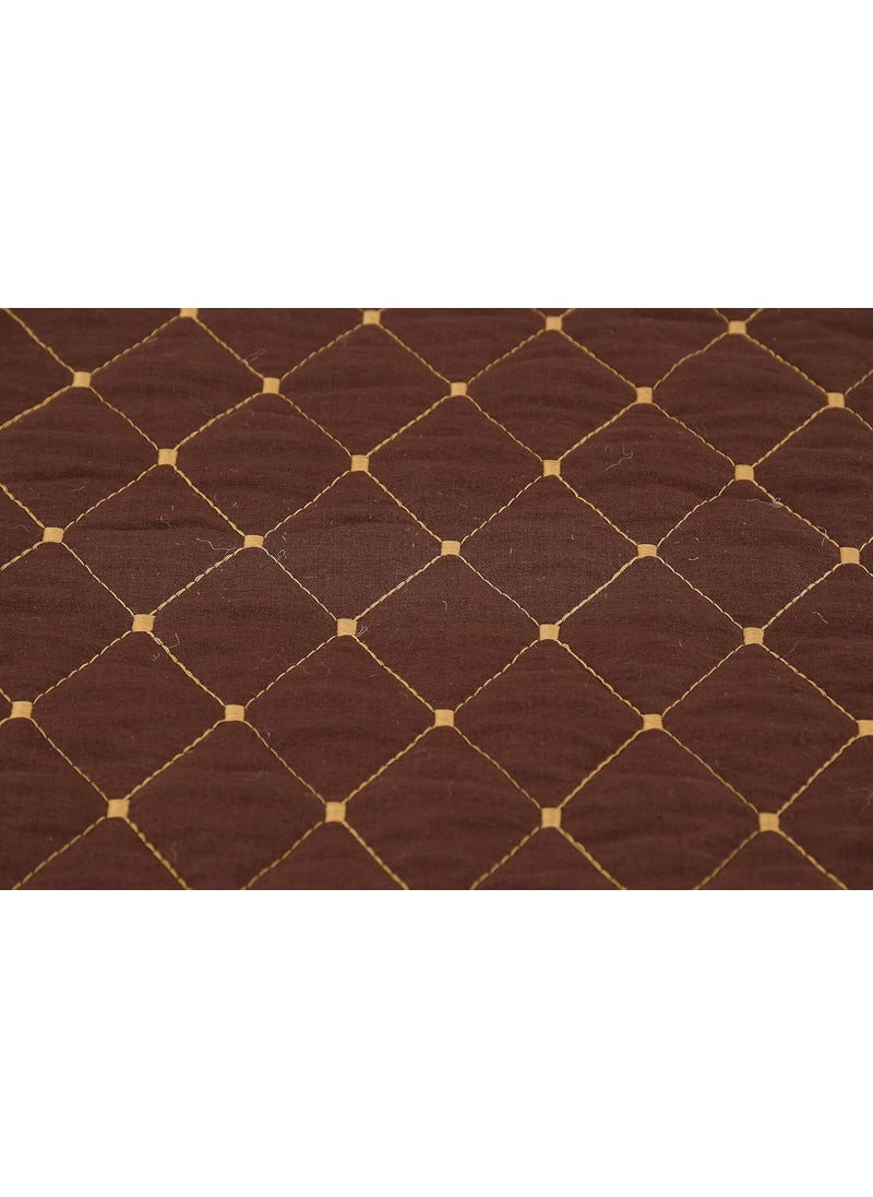 AASHIYANA SAJONA AASHIYANA SAJONA Quilted Double Bed Runner 20 X 100 Inch with Matching 2 Cushion Covers 16 x 16 Inches Perfect for Bedroom Hotel or Guest Rooms Bedding Brown  - Image 2
