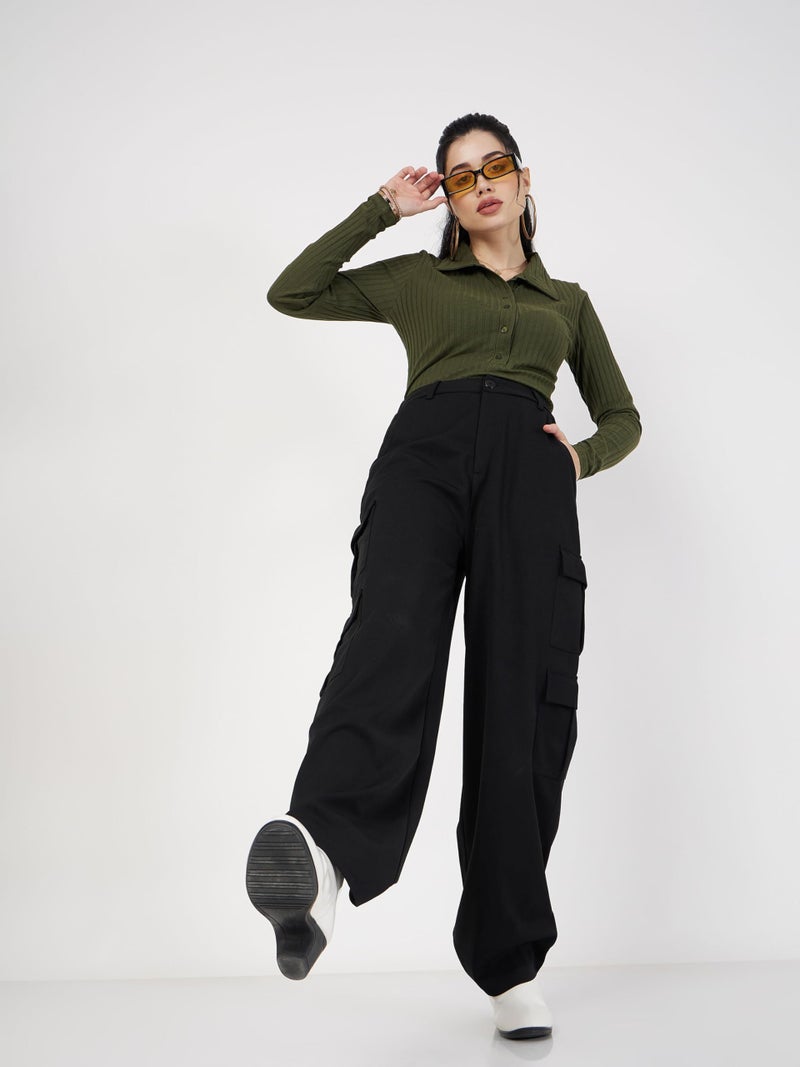 SASSAFRAS Black Multi Pocket Detail Cargo Pants - Image 2