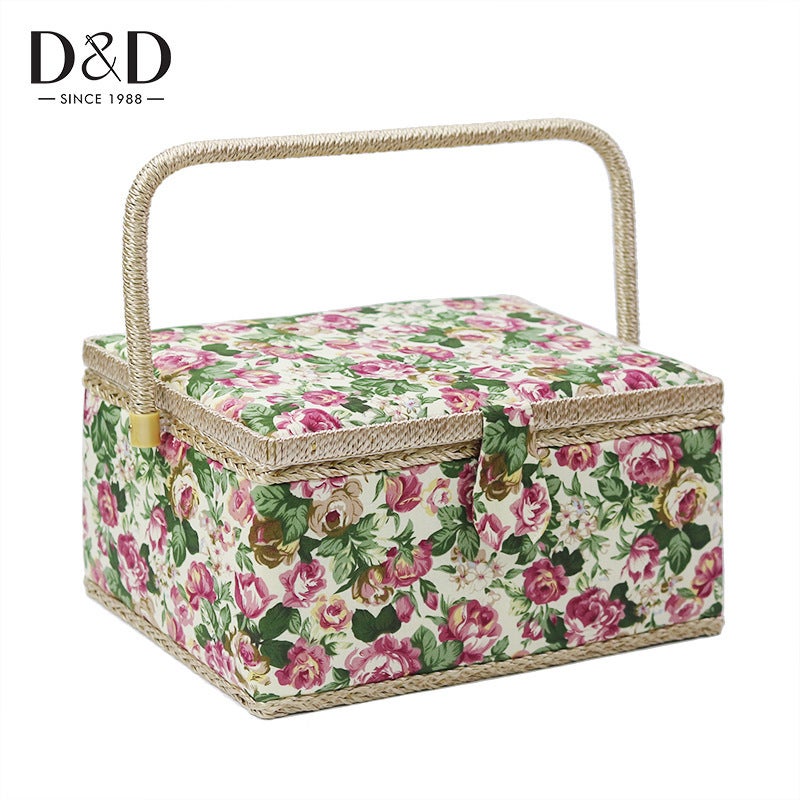 D&D Sewing Kit Box with Tools, Large Storage Case for Needles, Thread, Scissors, Crochet Hooks, Travel Sewing Basket - Image 1