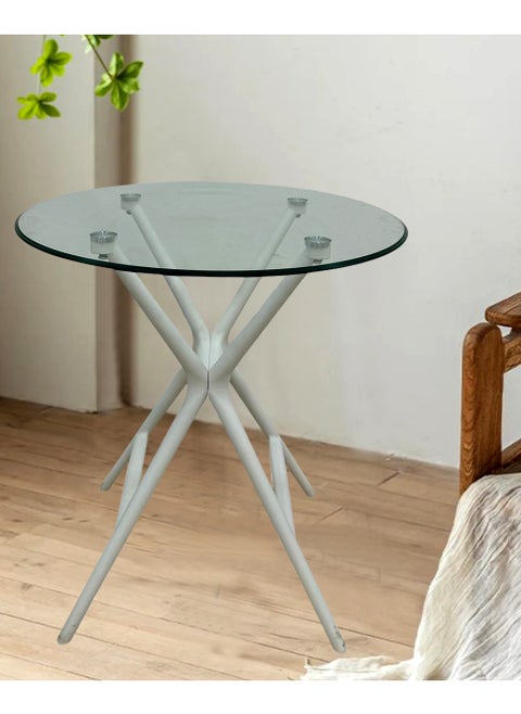 Set of 2 Round Coffee Table Fiberglass Top 69*69*70 CM