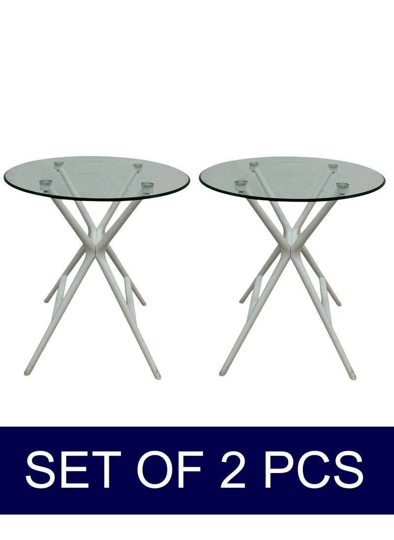 Living - Set of 2 Round Coffee Table Fiberglass Top 69*69*70 CM - Image 1