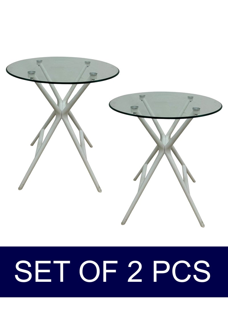 Living - Set of 2 Round Coffee Table Fiberglass Top 69*69*70 CM - Image 1