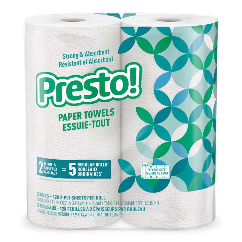 Presto! Brand Presto FlexaSize Paper Towels Huge Roll 6 Count 19 Regular Rolls 158 Sheets per Roll