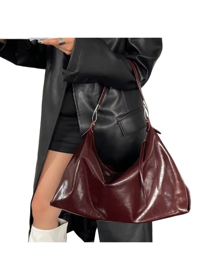 Rup Art Eye-Catching Burgundy Crossbody Tote Bag for Women - Large Capacity Handheld & Shoulder Bag in Premium Oil Leather and PU  - Image 1