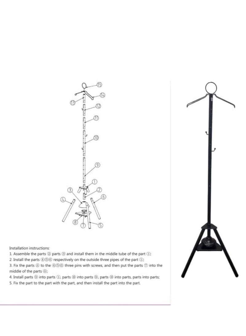Multifunctional Standing Clothes Steamer with Integrated Incense Bukhoor Burner, Black Foldable Metal Frame Hanging Organizer for Coats, Robes, and Garments  - Image 5