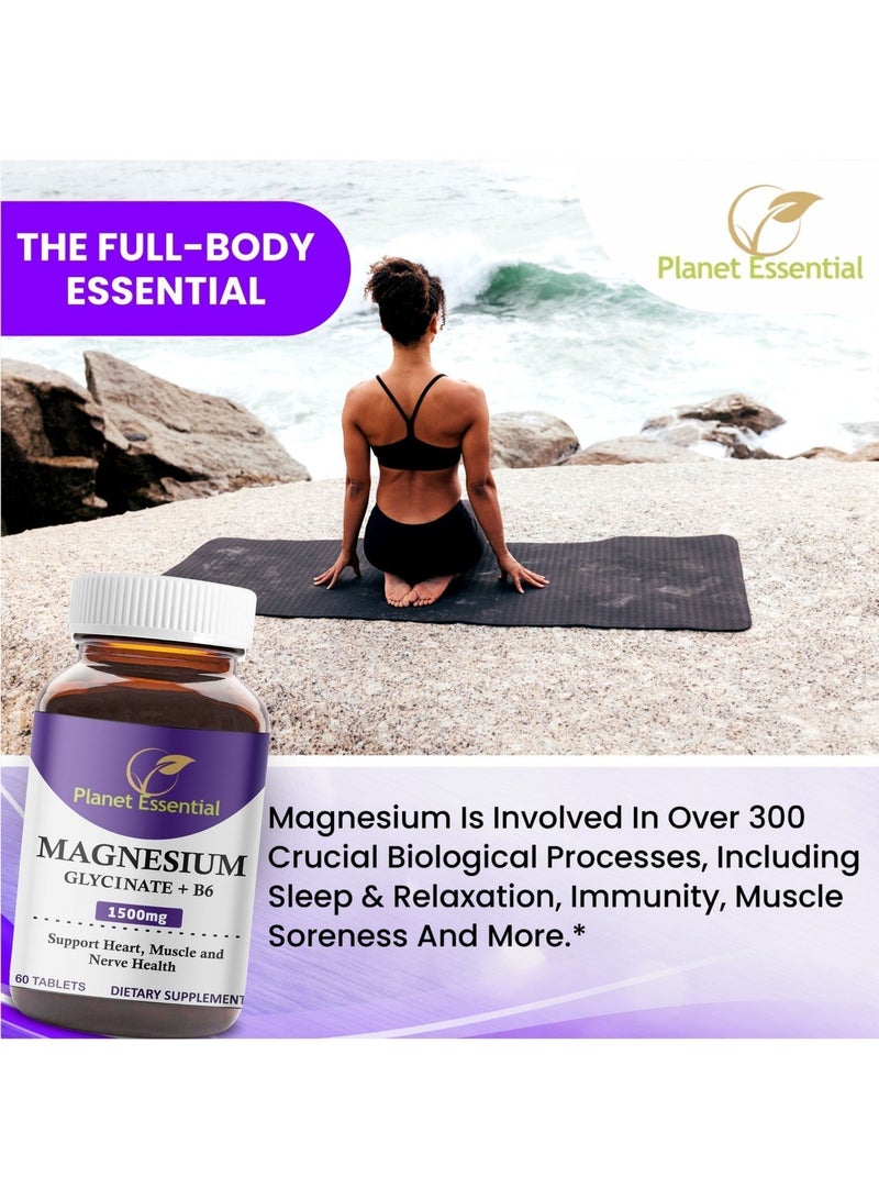 Planet Essential Magnesium Glycinate 1500mg + B6 60 Tablets - Image 3