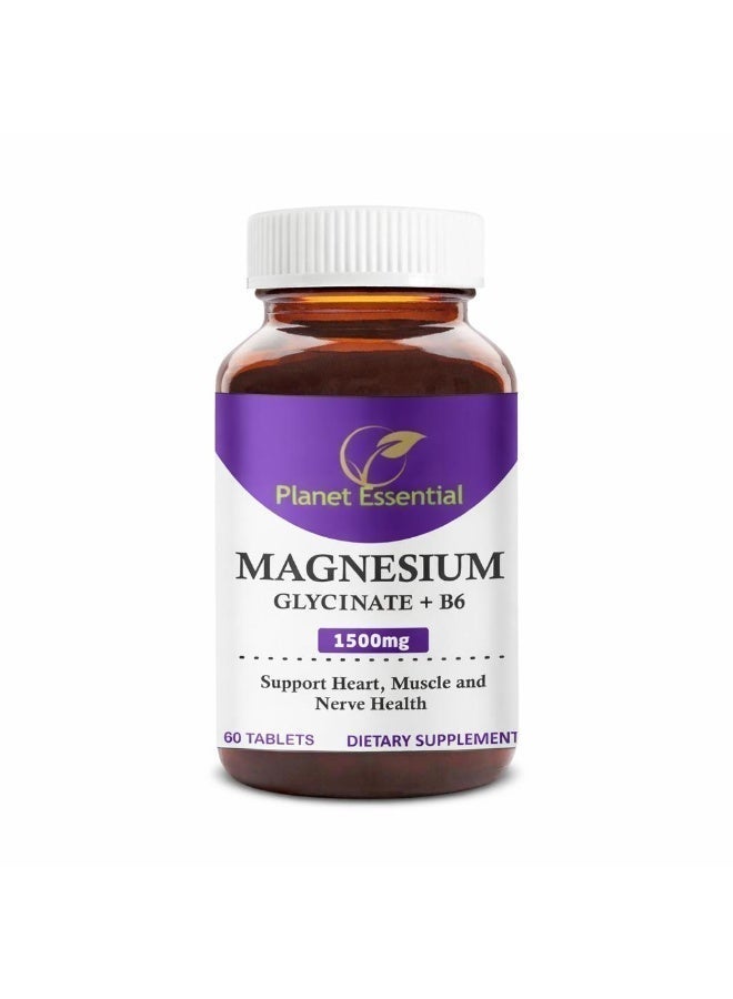 Planet Essential Magnesium Glycinate 1500mg + B6 60 Tablets - Image 1