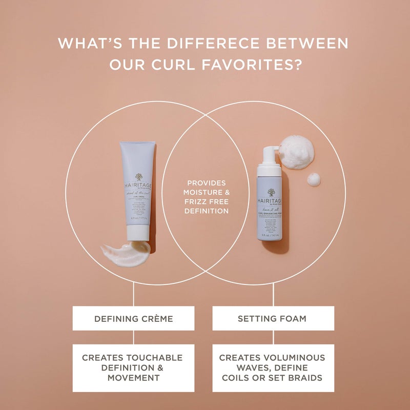 Hairitage Hydrating Jojoba Oil Curl Cream for Curly Hair - Moisturizing Anti Frizz Styling Product for High Definition Curls for Women + Men - Bounce + Shine for Fine + Thick Hair - Color Safe + Vegan - Image 4