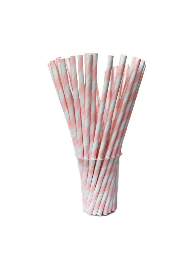 Daily Use Straws For Restaurants Kitchens - Colorful Durable Plastic Straws For Beverages Smoothies-Color:Light Powder Stripe  - Image 1