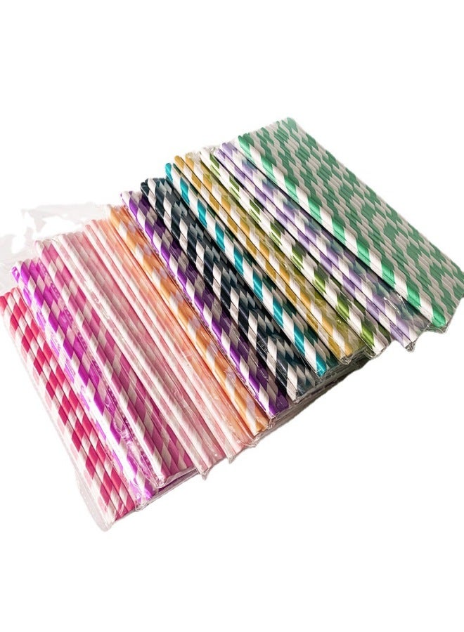 Daily Use Straws For Restaurants Kitchens - Colorful Durable Plastic Straws For Beverages Smoothies-Color:Light Powder Stripe  - Image 4