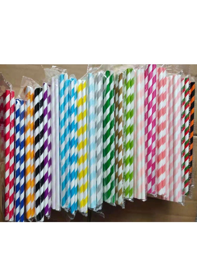 Daily Use Straws For Restaurants Kitchens - Colorful Durable Plastic Straws For Beverages Smoothies-Color:Light Powder Stripe  - Image 5