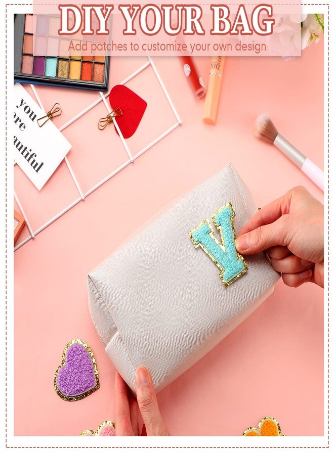 Kigeli 15 Pcs Aesthetic Makeup Bags PU Leather Cosmetic Pouches Waterproof Plain Toiletry Bags Makeup Pouches Bulk for Women Party Gift Travel Storage Organizer(Ivory White) - Image 4