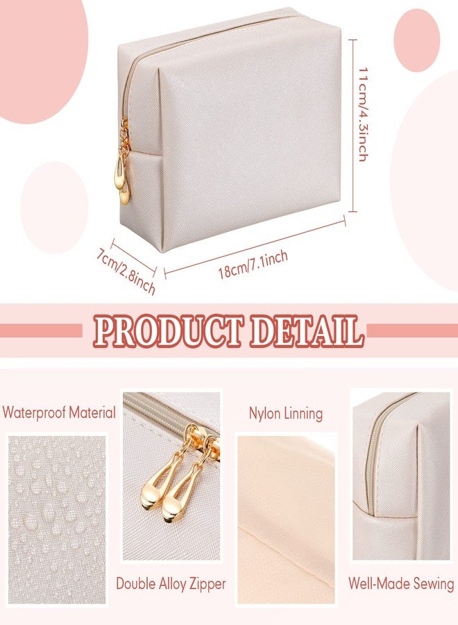 Kigeli 15 Pcs Aesthetic Makeup Bags PU Leather Cosmetic Pouches Waterproof Plain Toiletry Bags Makeup Pouches Bulk for Women Party Gift Travel Storage Organizer(Ivory White) - Image 2