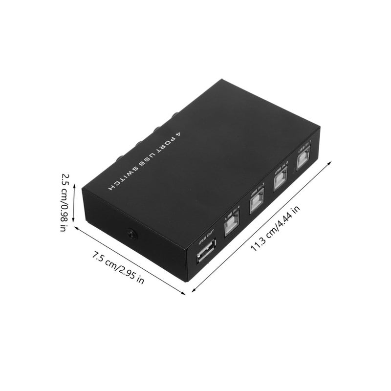 Homsfou Portable USB Printer Sharing Hub With Individual Port Buttons Black Size 11.30X7.50X2.50CM - Image 3