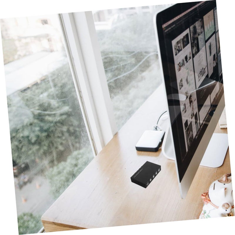 Homsfou Portable USB Printer Sharing Hub With Individual Port Buttons Black Size 11.30X7.50X2.50CM - Image 5