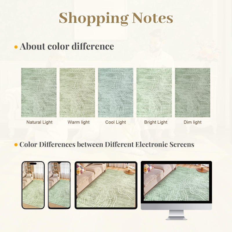 LIVEBOX 5x7 Sage Green Modern Abstract Area Rugs for Living Room, Washable Rugs for Nursery Bedroom, Non-Slip Minimalist Neutral Wave Striped Rugs for Playroom Boys, Throw Accent Rug Carpet for Dining Room - Image 3