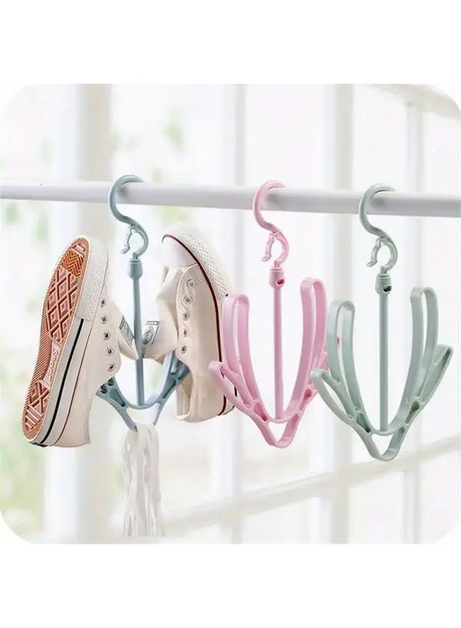 2pcs Pastel Color Rotating Hooks Shoe Drying Rack Heavy Duty Space Saving Storage Organizer - Image 1