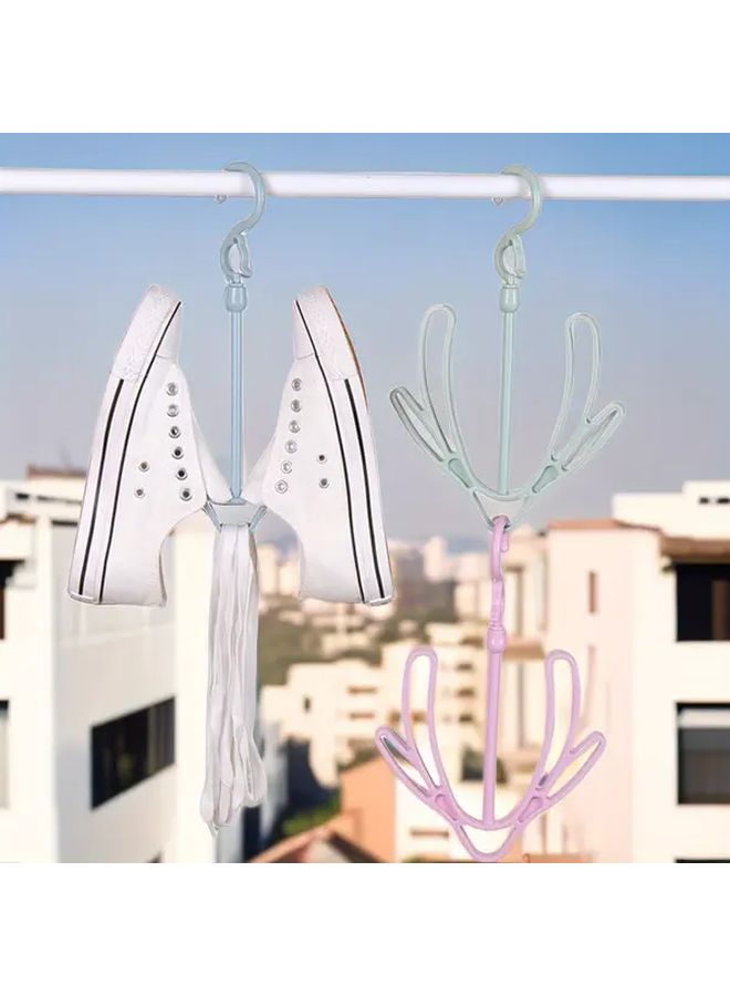 2pcs Pastel Color Rotating Hooks Shoe Drying Rack Heavy Duty Space Saving Storage Organizer - Image 2