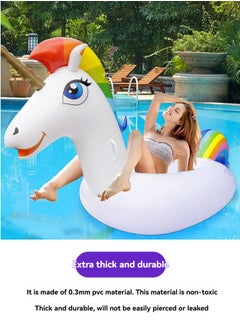 M MIAOYAN Inflatable Unicorn Pool Float, PVC Adult and Kids Ride-On, Outdoor Water Amusement Toy  - Image 1