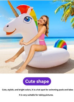 M MIAOYAN Inflatable Unicorn Pool Float, PVC Adult and Kids Ride-On, Outdoor Water Amusement Toy  - Image 2