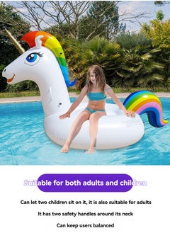M MIAOYAN Inflatable Unicorn Pool Float, PVC Adult and Kids Ride-On, Outdoor Water Amusement Toy  - Image 3