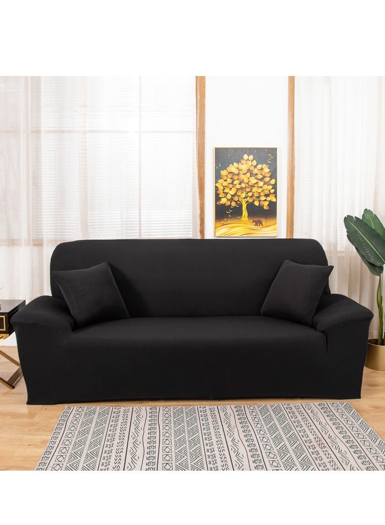 DUNISO Sofa cover, elastic sofa protective cover, anti slip furniture cover, anti fouling and wear resistant, suitable for all seasons, suitable for three seater sofas, 190 to 230cm,black - Image 1