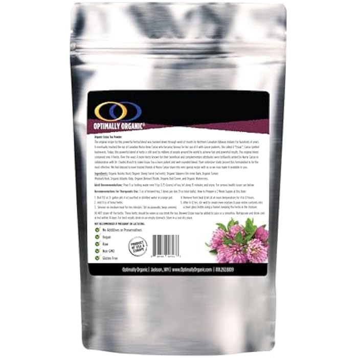 Optimally Organic ESSIAC Tea 8 Herb Powder - USA & EU Organically Grown Finely Ground Herbs! - Rene Caisse's Prized Recipe with Sheep Sorrel Roots! - Image 2