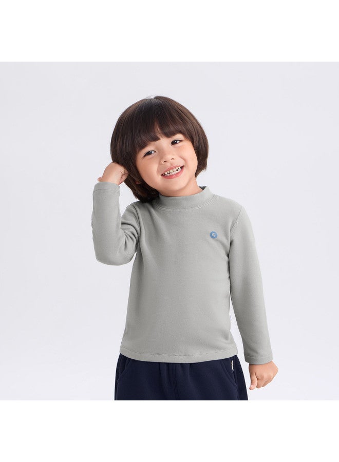 Limited Stock, No Restock] Winter Base Layer Shirt Boys' T-shirt Solid Color Long Sleeve Girls' Base Layer Top Kids' Clothing - Image 3