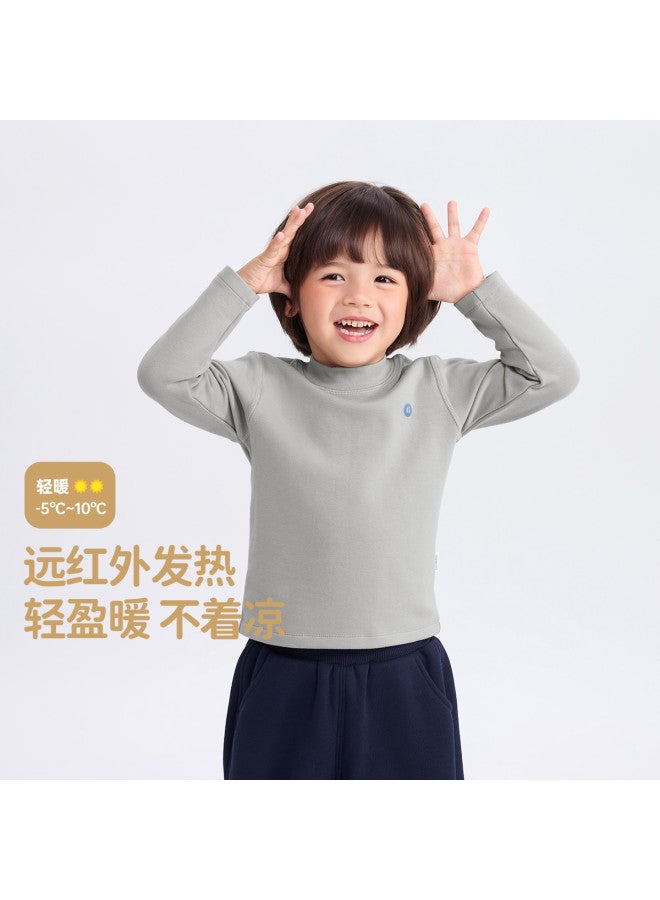 Limited Stock, No Restock] Winter Base Layer Shirt Boys' T-shirt Solid Color Long Sleeve Girls' Base Layer Top Kids' Clothing - Image 2
