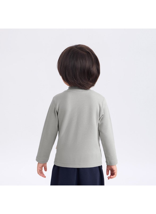 Limited Stock, No Restock] Winter Base Layer Shirt Boys' T-shirt Solid Color Long Sleeve Girls' Base Layer Top Kids' Clothing - Image 4