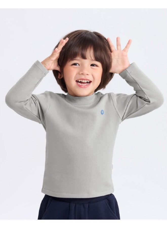 Limited Stock, No Restock] Winter Base Layer Shirt Boys' T-shirt Solid Color Long Sleeve Girls' Base Layer Top Kids' Clothing - Image 1
