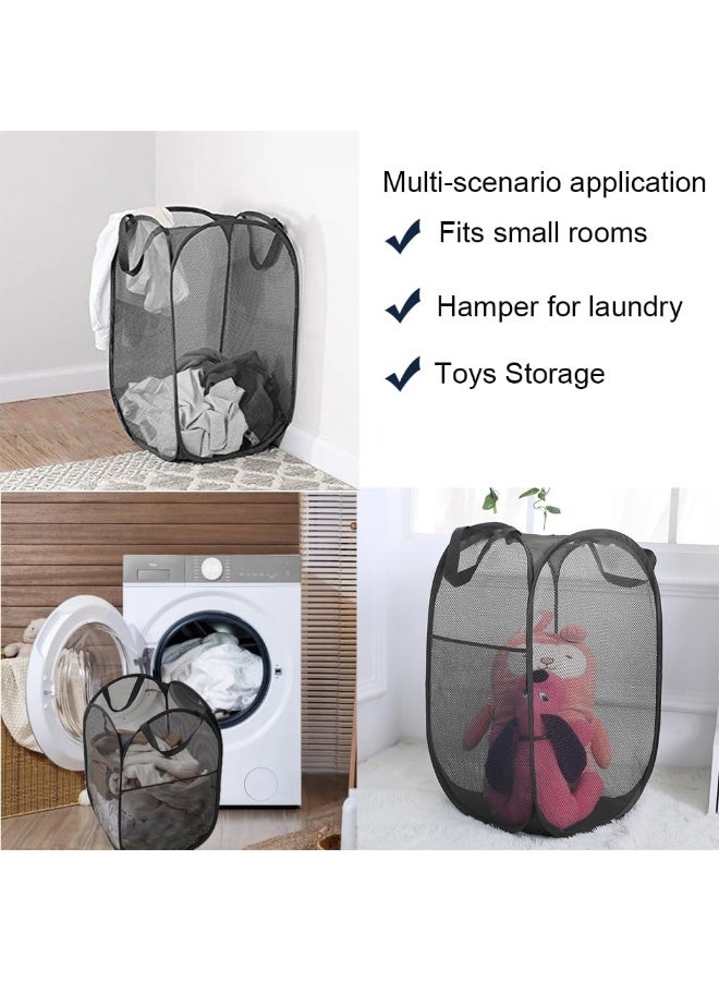 Nadrab Grid pop-up laundry basket with portable handle, foldable laundry basket for storage, foldable pop-up clothes basket suitable for home, university dormitory or travel, black - Image 4