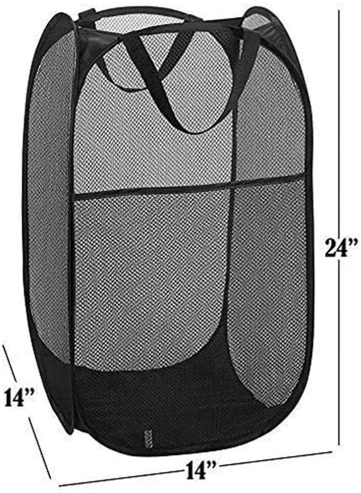 Nadrab Grid pop-up laundry basket with portable handle, foldable laundry basket for storage, foldable pop-up clothes basket suitable for home, university dormitory or travel, black - Image 2