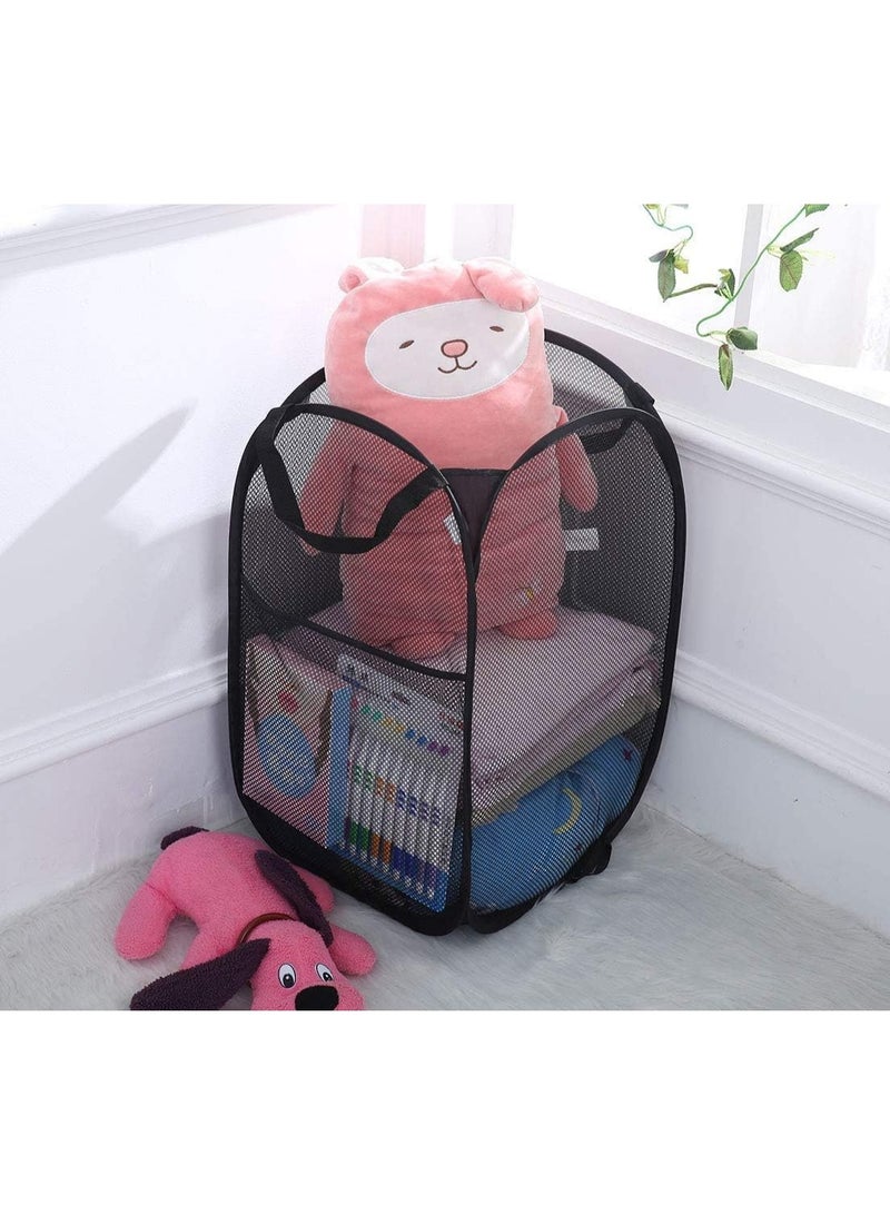 Nadrab Grid pop-up laundry basket with portable handle, foldable laundry basket for storage, foldable pop-up clothes basket suitable for home, university dormitory or travel, black - Image 3